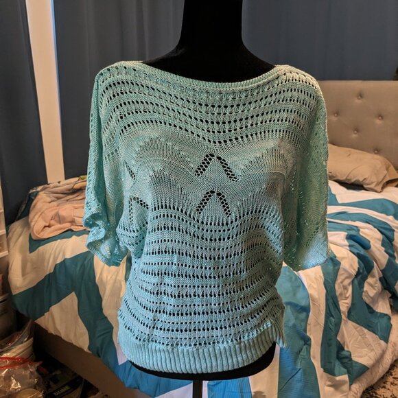 Copper Key Tops - Copper Key Mint Knit Batwing Sweater – Size Large